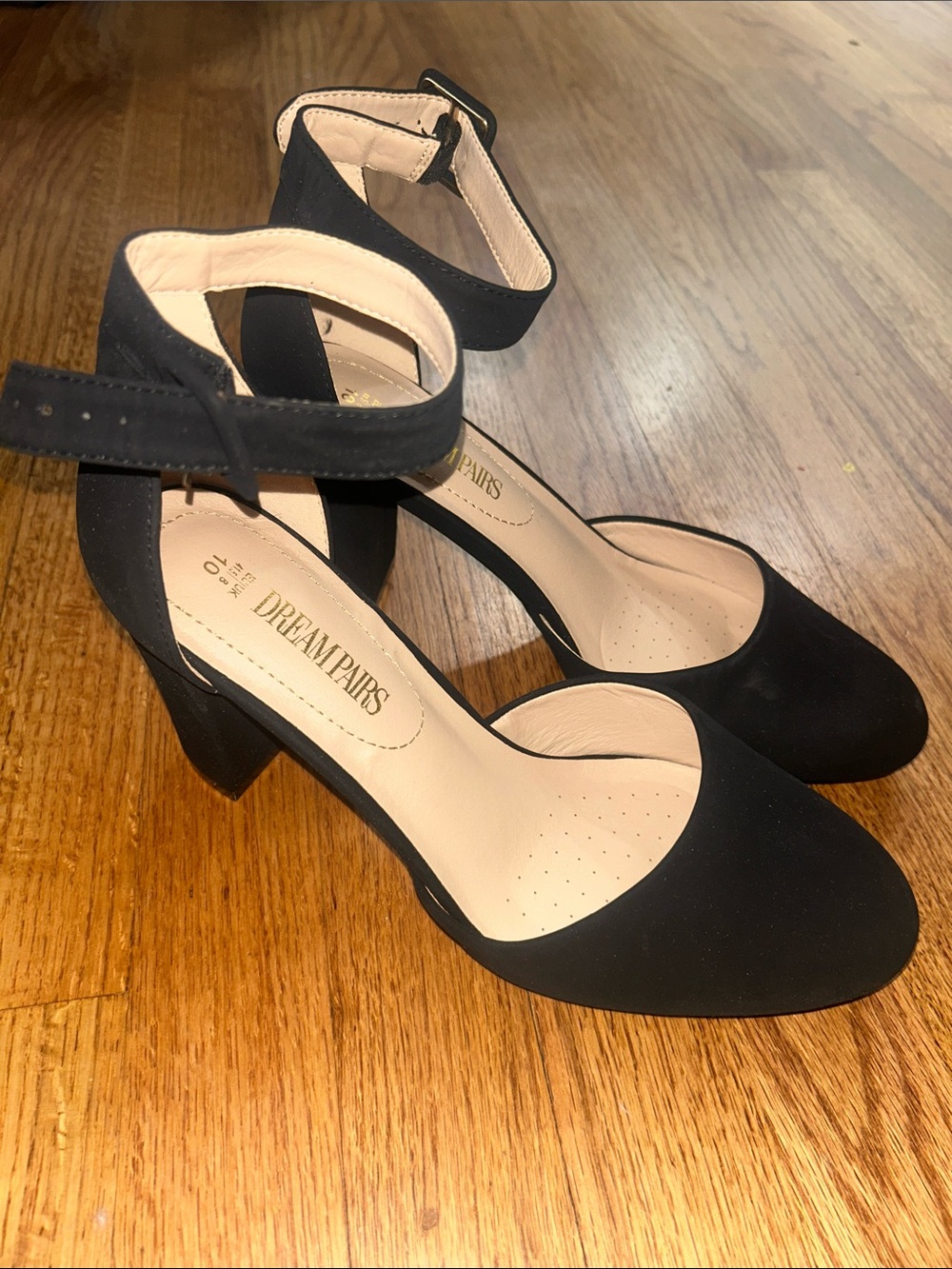 Dream Pairs Black Ankle-Strap Mid Pumps with Block Heel sz 10 NEW
